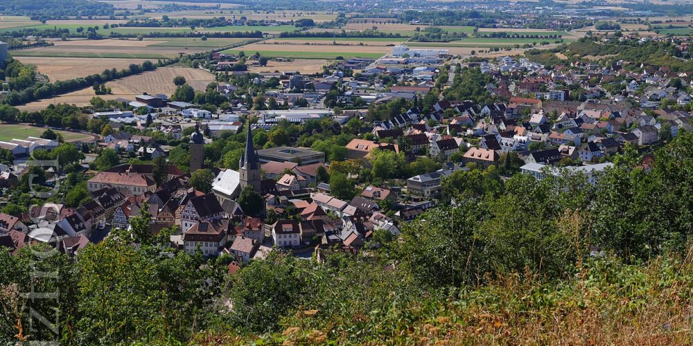 Blick über Zeil am Main von der Käppele aus